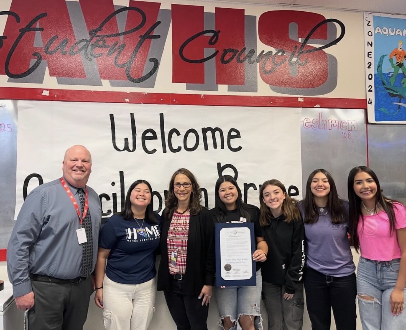 Aiyana Castro with Arbor View High School student leaders and Councilwoman Nancy Brune