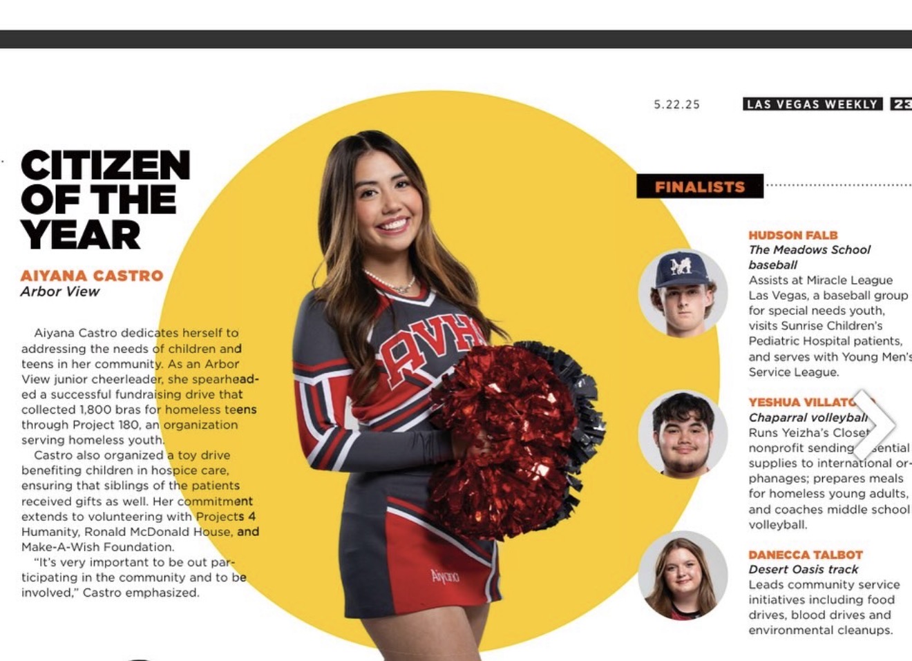Las Vegas Weekly Citizen of the Year feature about Aiyana Castro