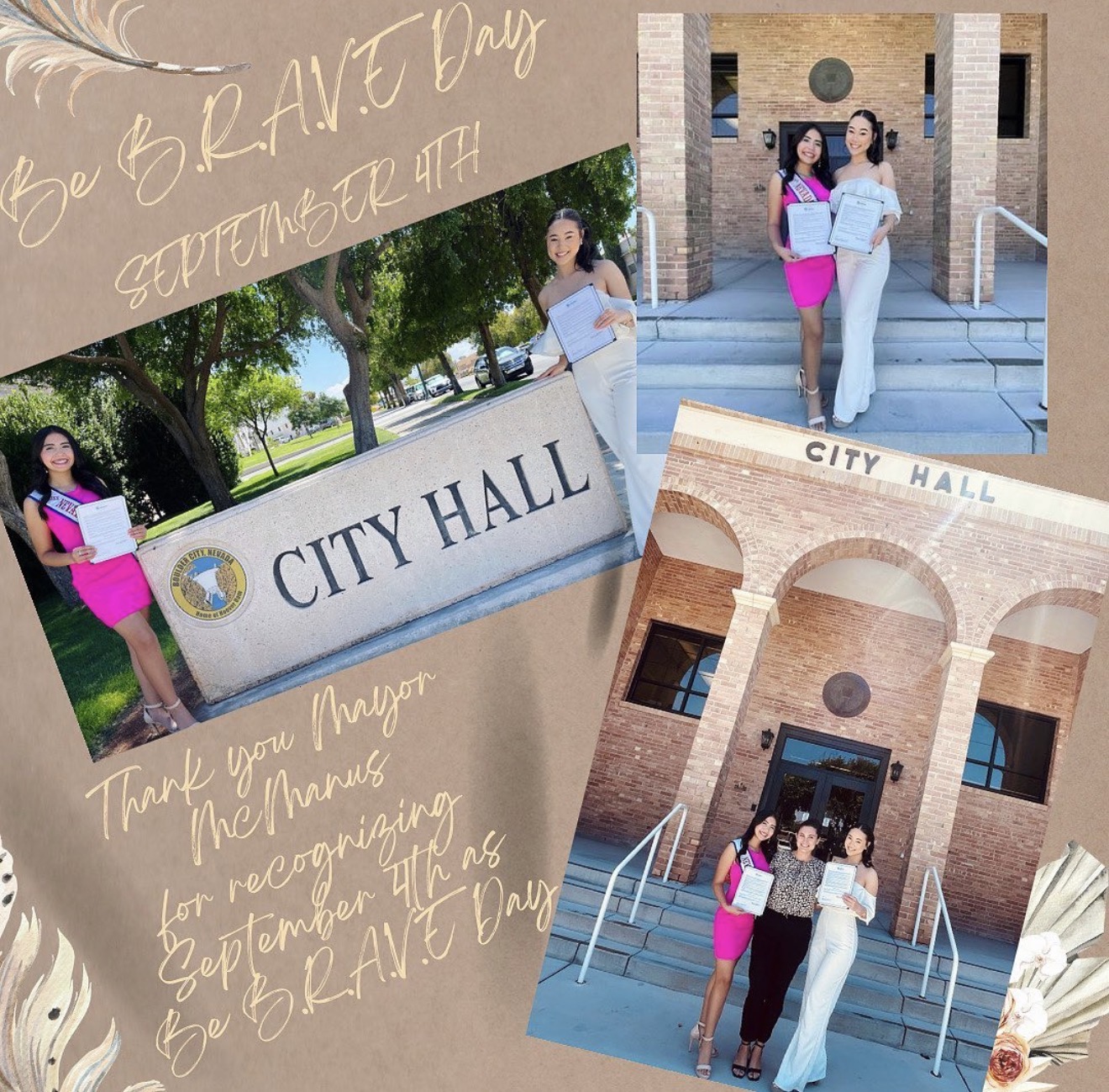 Be BRAVE Day recognition collage at Mesquite City Hall