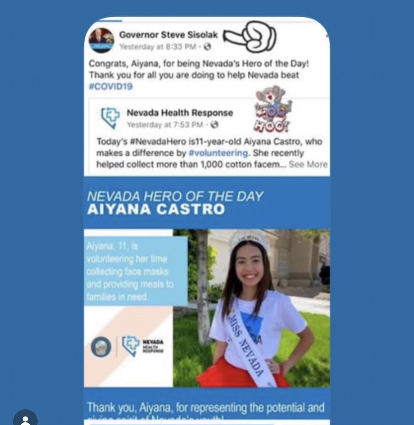 Nevada Hero of the Day recognition for 11-year-old Aiyana Castro