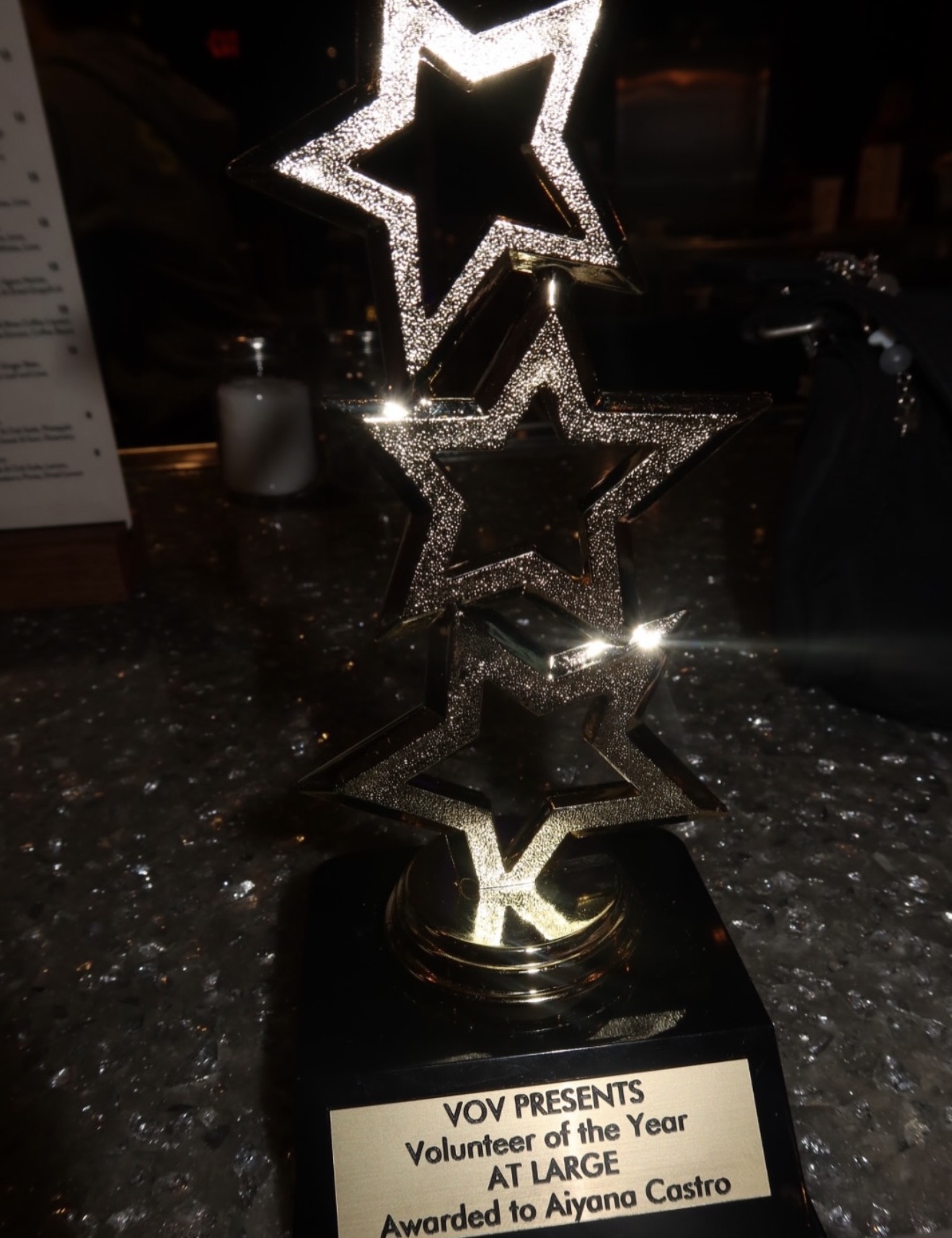 Volunteers of Vegas Volunteer of the Year at Large trophy awarded to Aiyana Castro